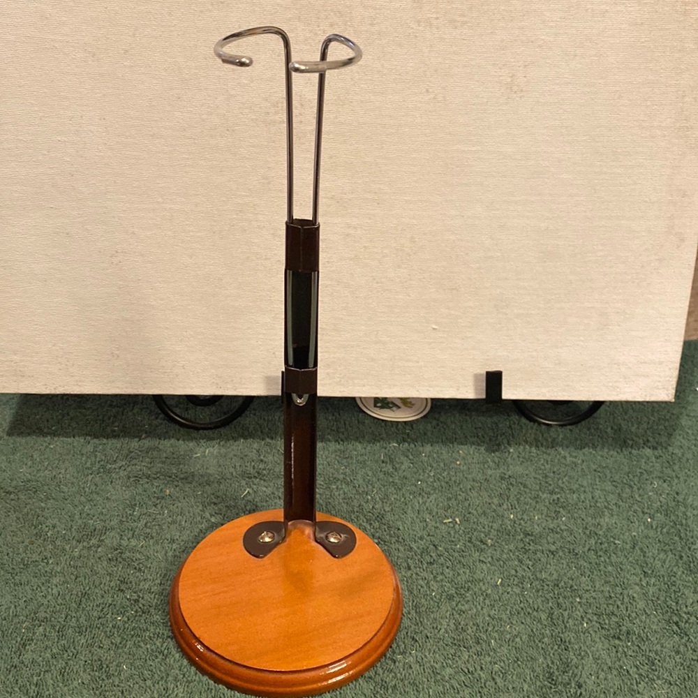 NWOT doll stand with wooden base